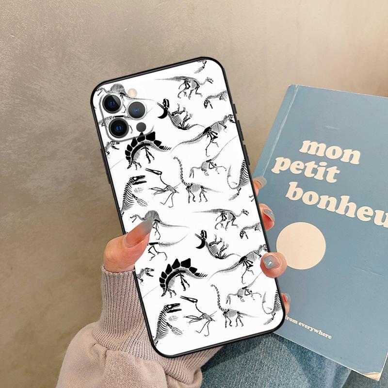 Skeleton Dinosaur Pattern Case For iPhone 17 Air 16 15 14 13 11 12 Pro Max 13 Mini XR 15 16 Plus 16e Back Cover Shell