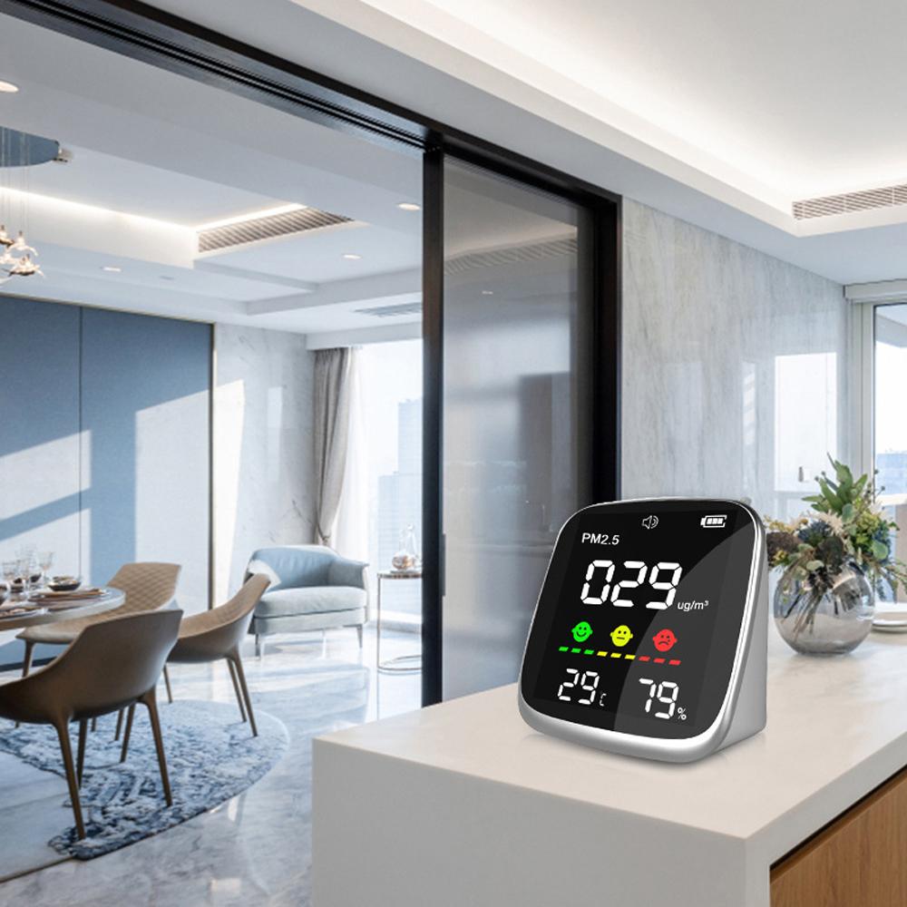 Portable USB Rechargeable PM2.5 Detector Multifunctional Thermohygrometer Home Air Detector Indoor Air Quality Analyzer