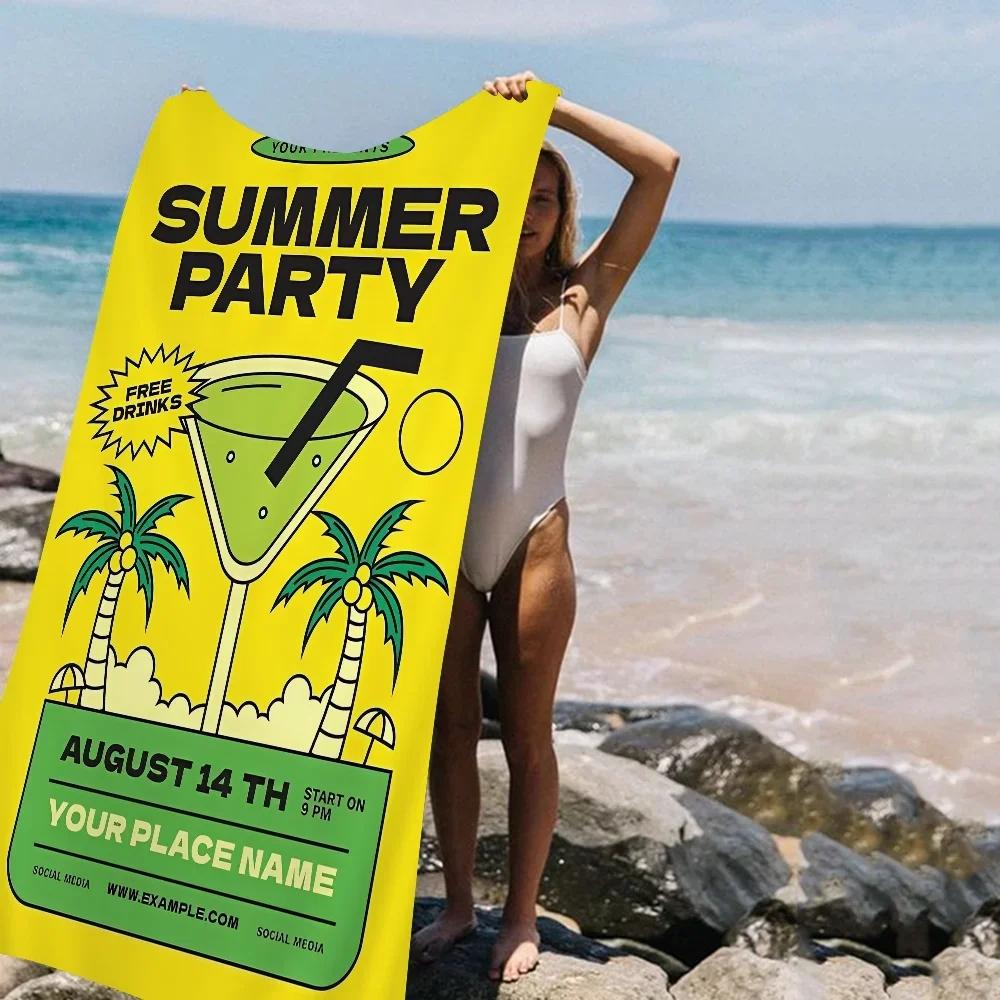 Cartoon Fruit Juice Mojito Aperol Spritz Beach Towel Colorful Bath Towels for Girl Custom Sand Free Beach Yoga Spa Gym Pool