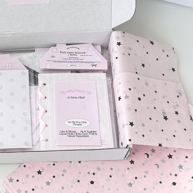 10Pc Star Moon Sydney Paper Hand-Kneaded Paper Cotton Paper Bouquet Flower Wrapping Paper Flower Wrapping Paper Cake Baking Gift