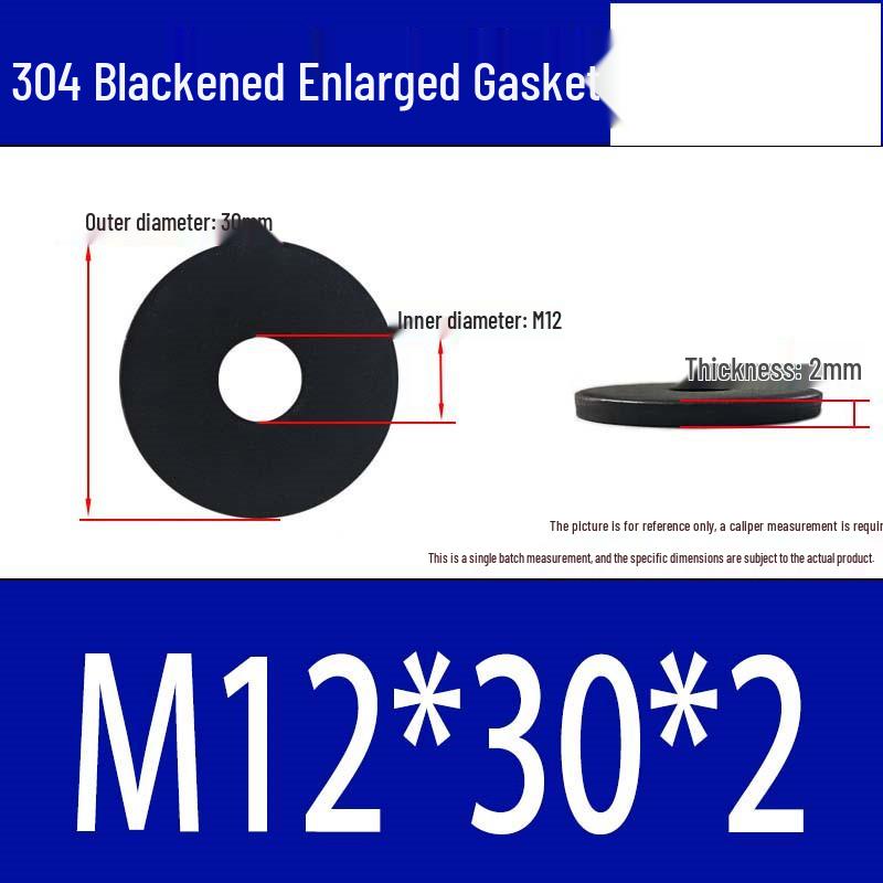 Large Black 304 Stainless Steel Ultra-Thin Oversized Flat Washer, Zinc-Plated