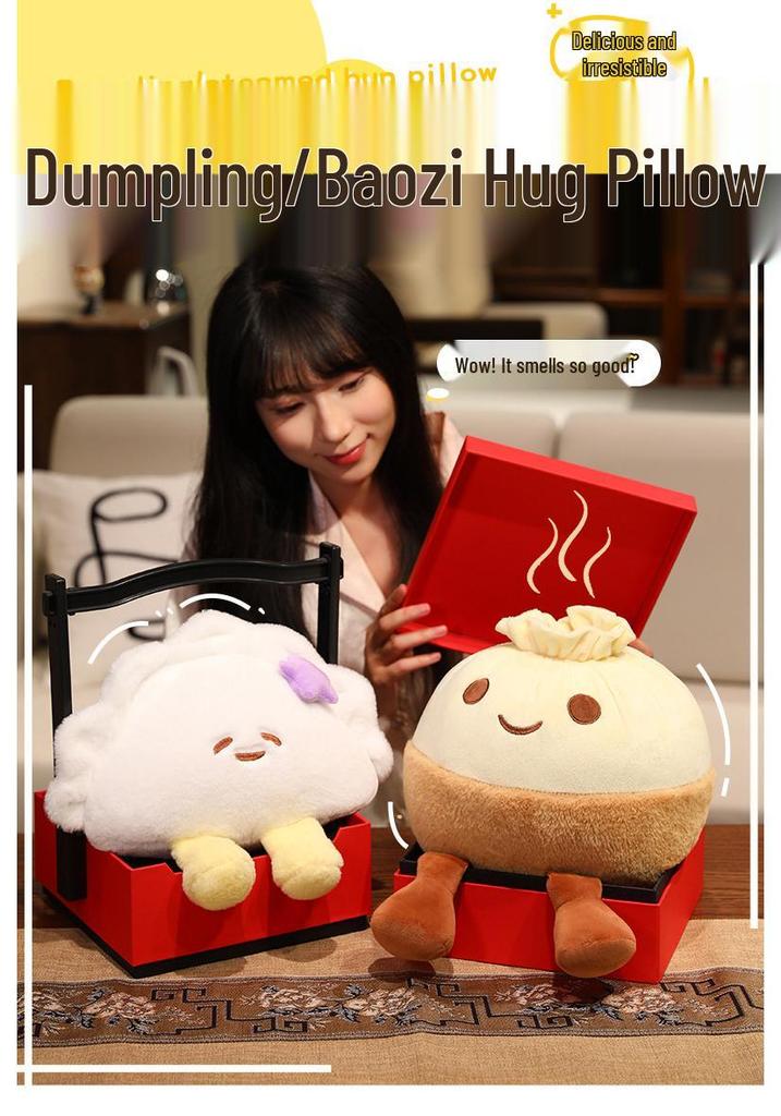 Cute Dumpling Plush Toy Cushion - Jiaozi Doll for Girls