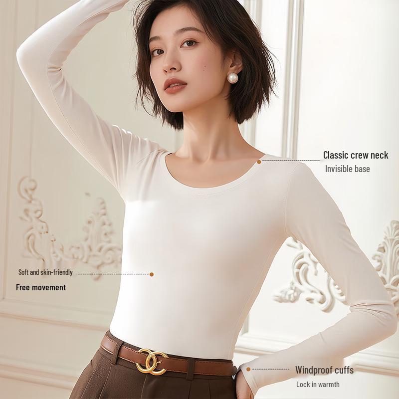 Women's Winter Thermal Brushed Round Neck Base Layer Top