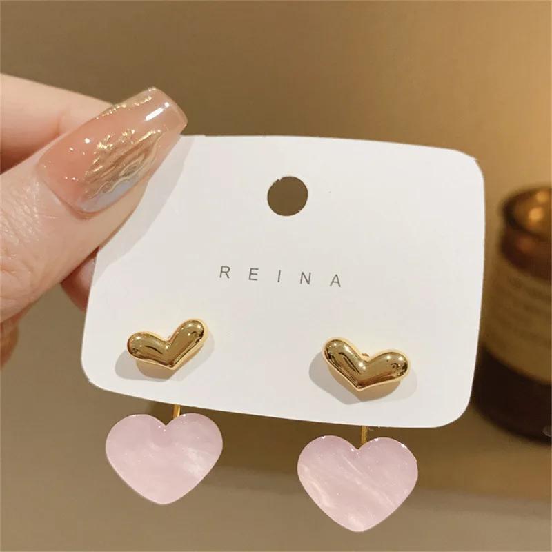 LATS New Fashion Contracted Heart Pearl Fine Earrings Joker Sweet Elegant Temperament Women Drop Earring Fashion Jewelry