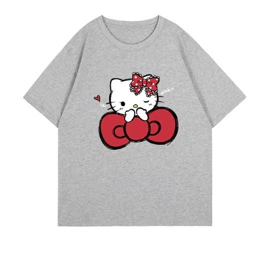 

2026 Hello Kitty Round neck ShortSleeve for Women Unisex Couple Comfortable summer Womens Tshirt loose fit S