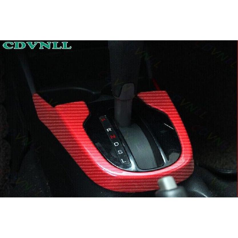 Central Console Gear Shift Frame Cover For Honda Fit/Jazz 14-20 Red Carbon Fiber