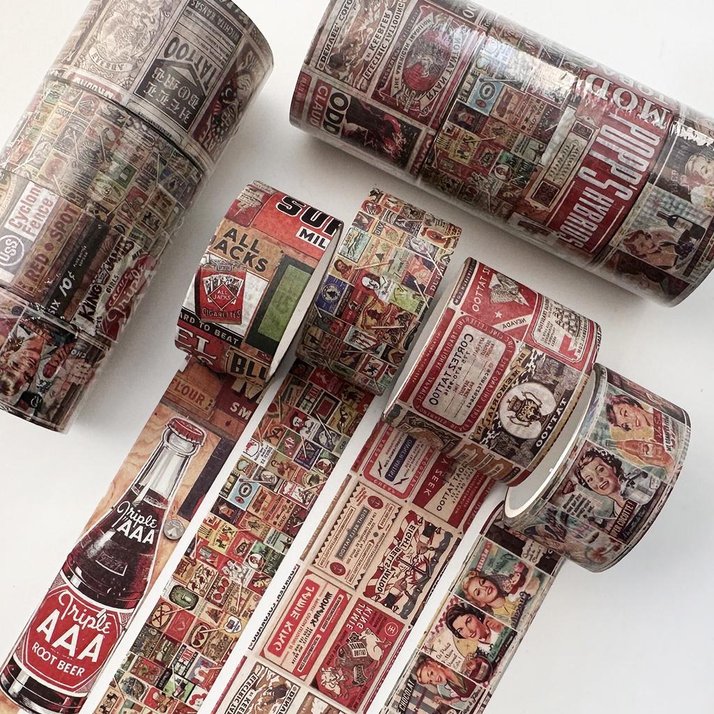 Lot de 4 rouleaux de ruban adhésif Washi vintage décoratif pour scrapbooking, fournitures pour journaux, planificateurs, bricolage, rubans de masquage japonais antiques