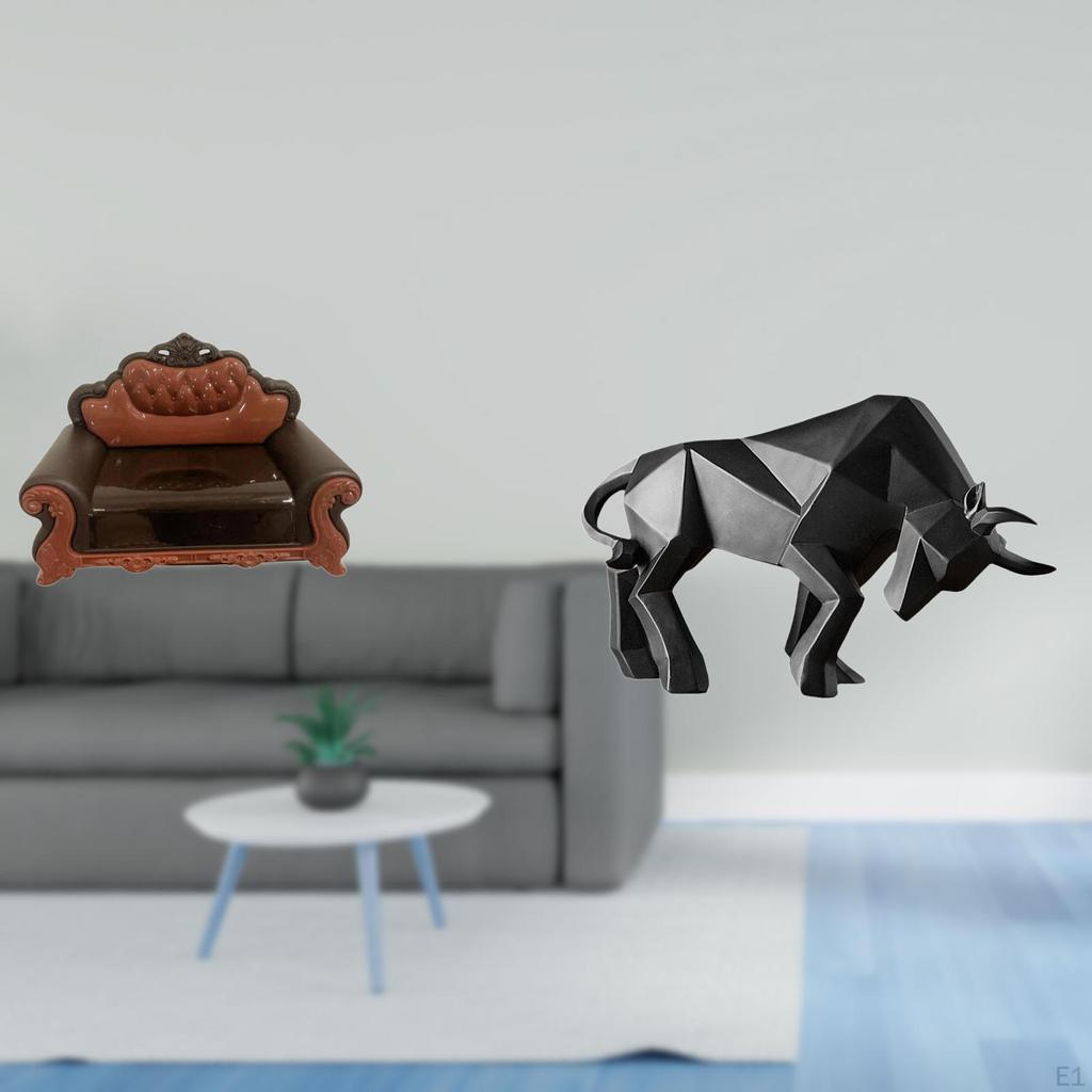 Miniature Sofa Couch Single Chair Model DIY Accessory Modern Resin Bull Sculpture Abstract Figurine