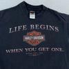 Vtg Harley-Davidson Life Begins Shirt Mens Small Langhorne Pennsylvania Biker