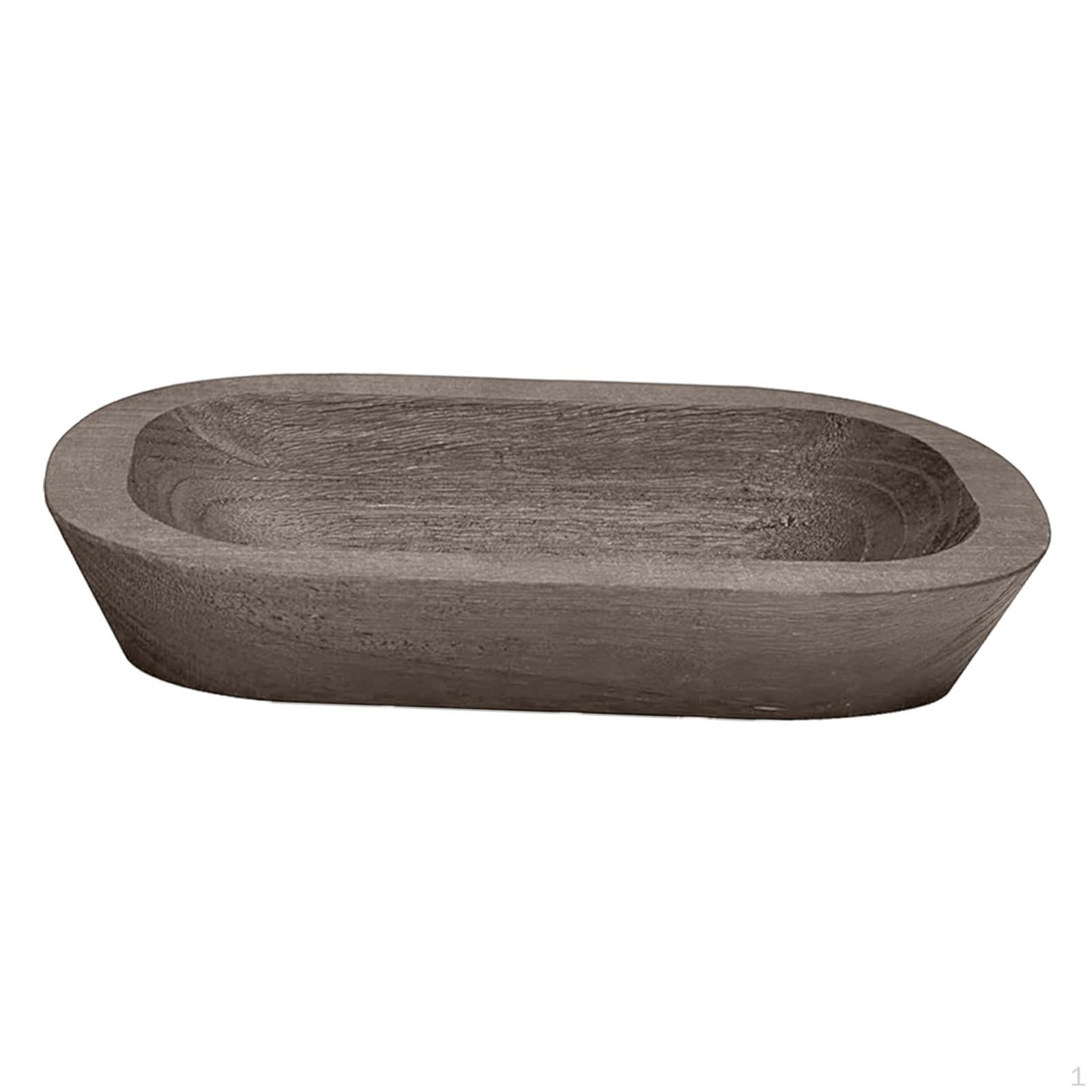 Candle Holder Wood Bowl Hand Carved Wooden Vintage Container Storage Tray for Home Soaps