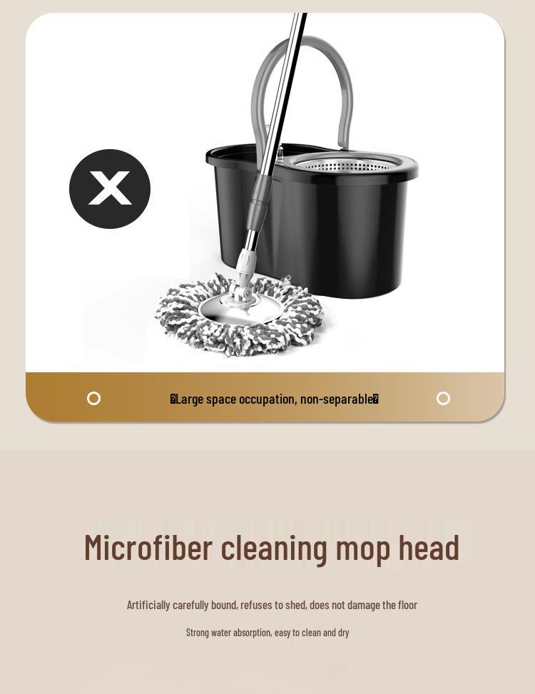 Detachable Rotating No-Wash Mop Bucket Set with Free Shipping - Lazy Mother-Child Style