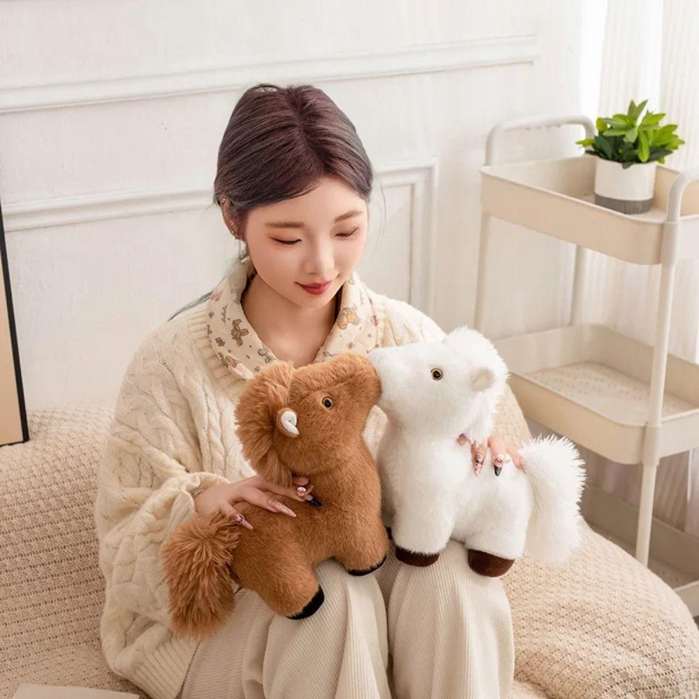 Stuffed Tail Horse Plush Keychain Simulation Cartoon Horse Stuffed Toy  Valentine's Day Gifts