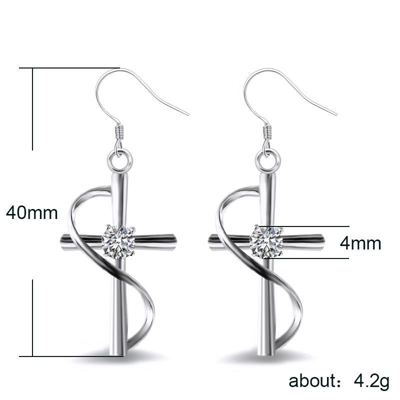 Beliebte Damen-Kreuzohrringe, Lange Zirkonia-Ohrringe