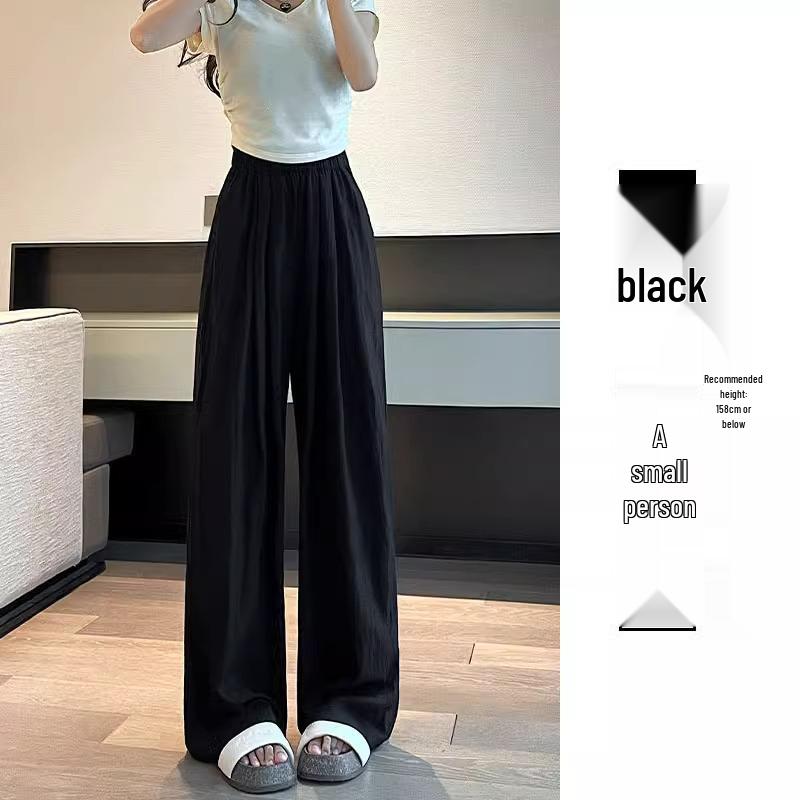 

Women s Petite Summer Yamamoto Apricot Wide-Leg Pants with High Elastic Waist M (96-105 Jin)