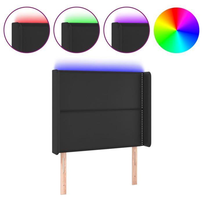 VidaXL Tête de Lit à LED Meuble de Chambre à Coucher Accessoire de Lit Simple Tête de Cadre de Lit Intérieur Noir 3123986