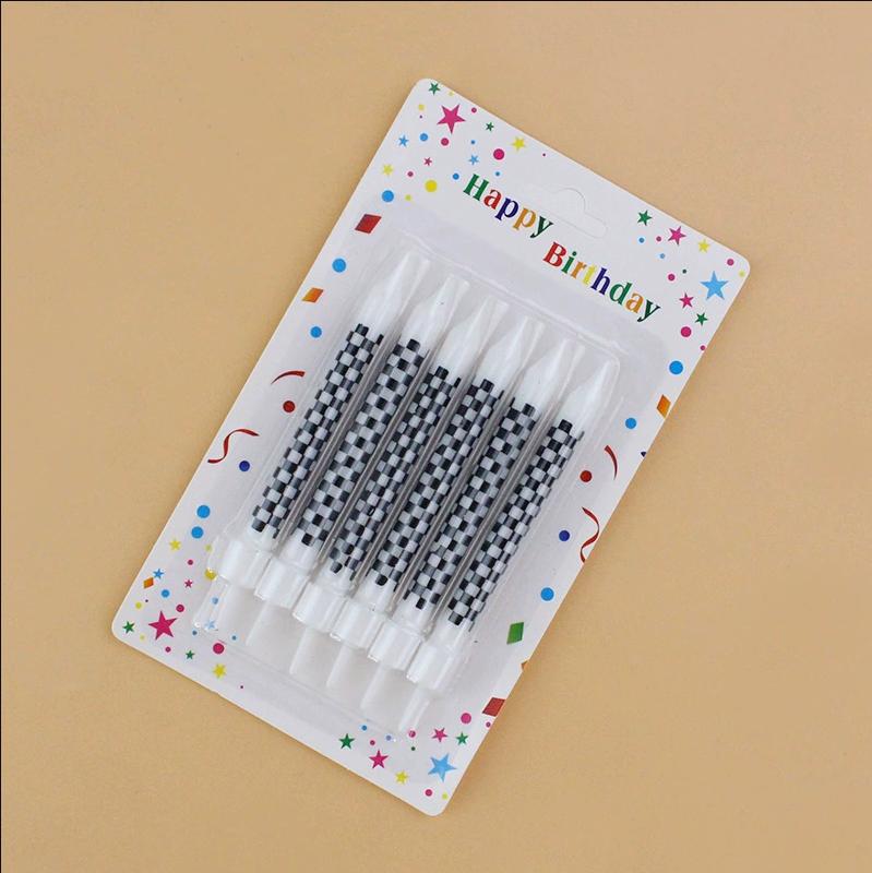 1/6/12/13pc Black and White Birthday Checkered Candles and Cake Topper Racing Cars Candles Sparkler Candles for Racing Car Party