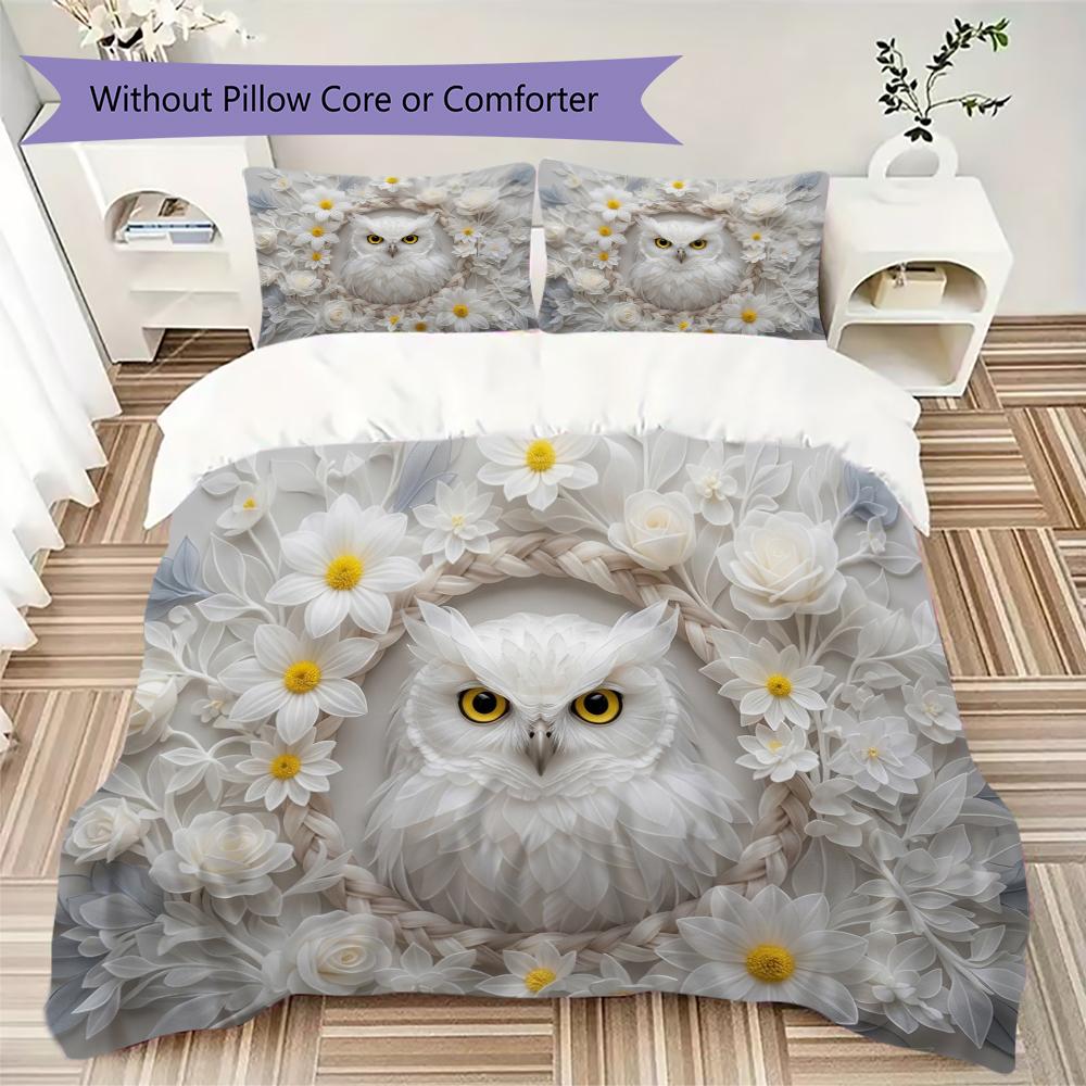 Owl Pattern Bedding Uilt Set Uilt Cover Pillowcase Home Decoration Birthday Gift (1 * Duvet Cover + 2 * Pillowcase Without Core)67