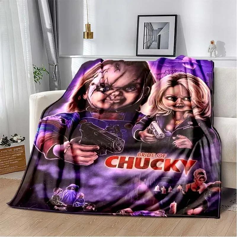 3D Horror Movie Character Chucky Saw Cartoon Area Blanket Fashion Soft Cozy Living room Bedroom Sofa Bed Travel Blanket