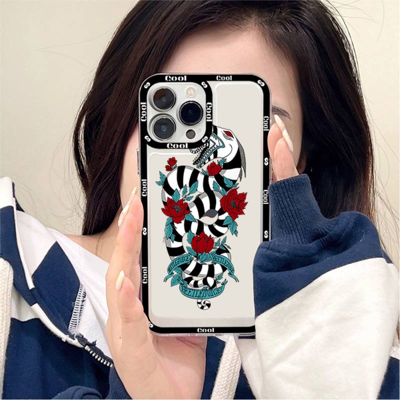 Hand Schlange Blume Schlange Malerei Handyhülle für iPhone 11 12 13 Mini Pro Max 14 Pro Max Hülle