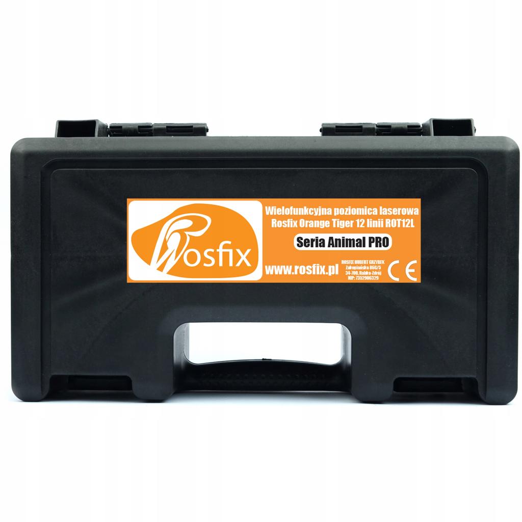 Rosfix Poziomica Laserowa Orange Tiger ROT16L – 16 Linii Laserowych | Statyw 43–120 cm | Okulary Ochronne i Zielona Tarcza