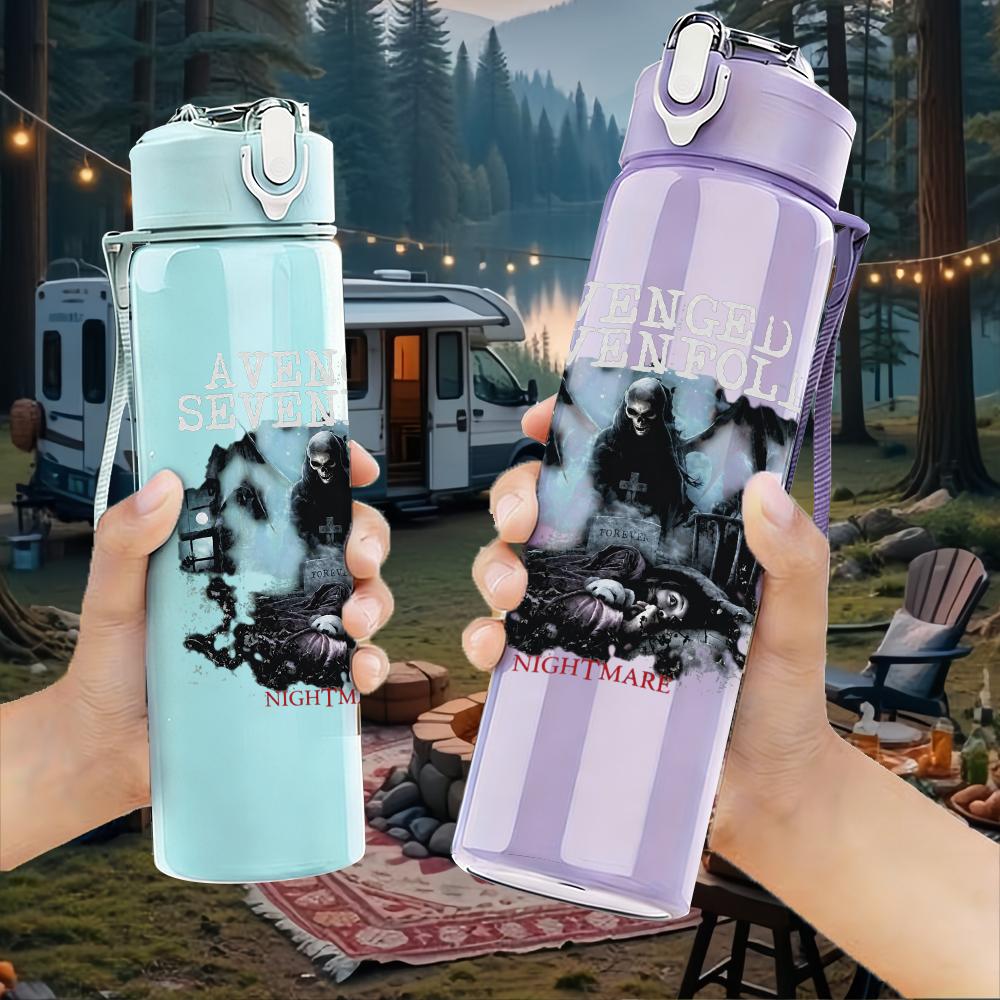 1PC Retro Band Black White Collage Poster Print 750ml Portable Sports Water Bottle Leakproof Gym Outdoor Travel Drink Cup