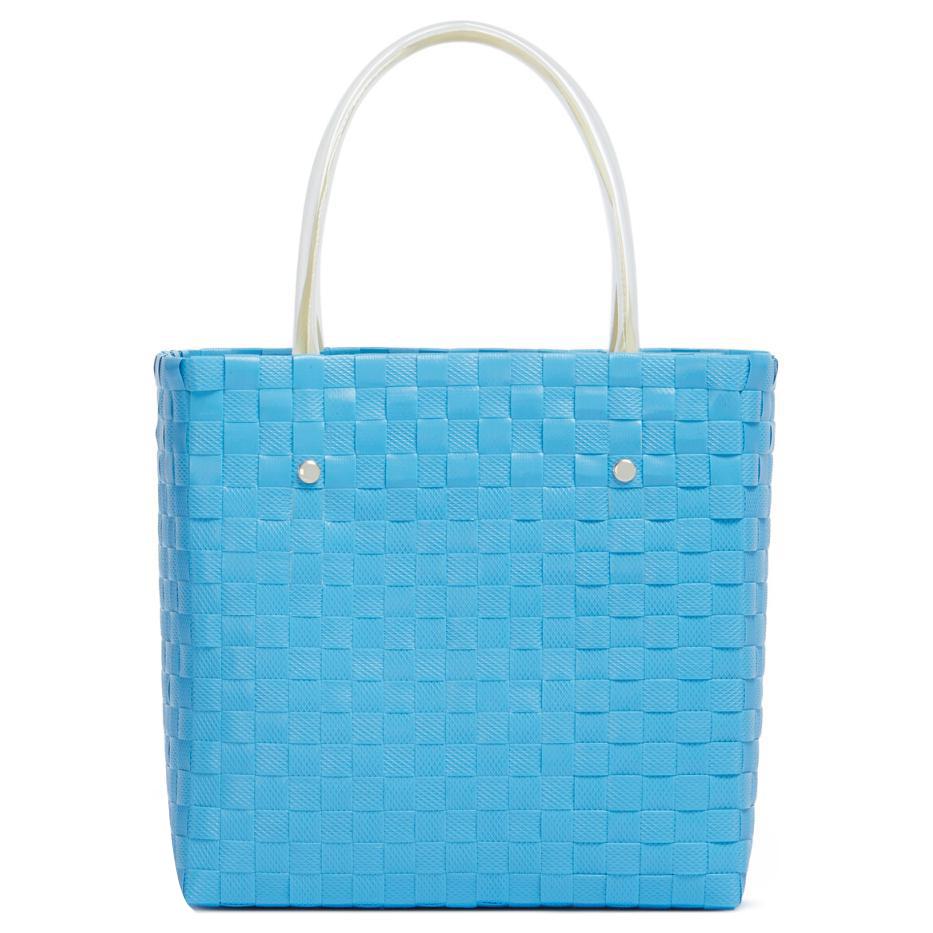 Marni Market Letter Patch Woven Fabric Polypropylene Tote Shopping Bag Women tote Light-Blue SHMH0063JBRF08100B30