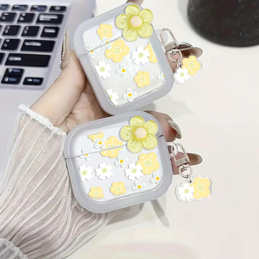 Three-dimensional small yellow flower, flower pattern apple earphone protective case for AirPods 1/1/1/pro generation