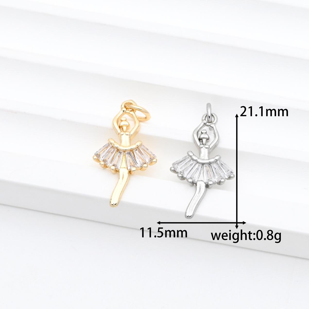 European & American Copper Zirconia Little Girl Ballet Pendant Clavicle Necklace Pendant only