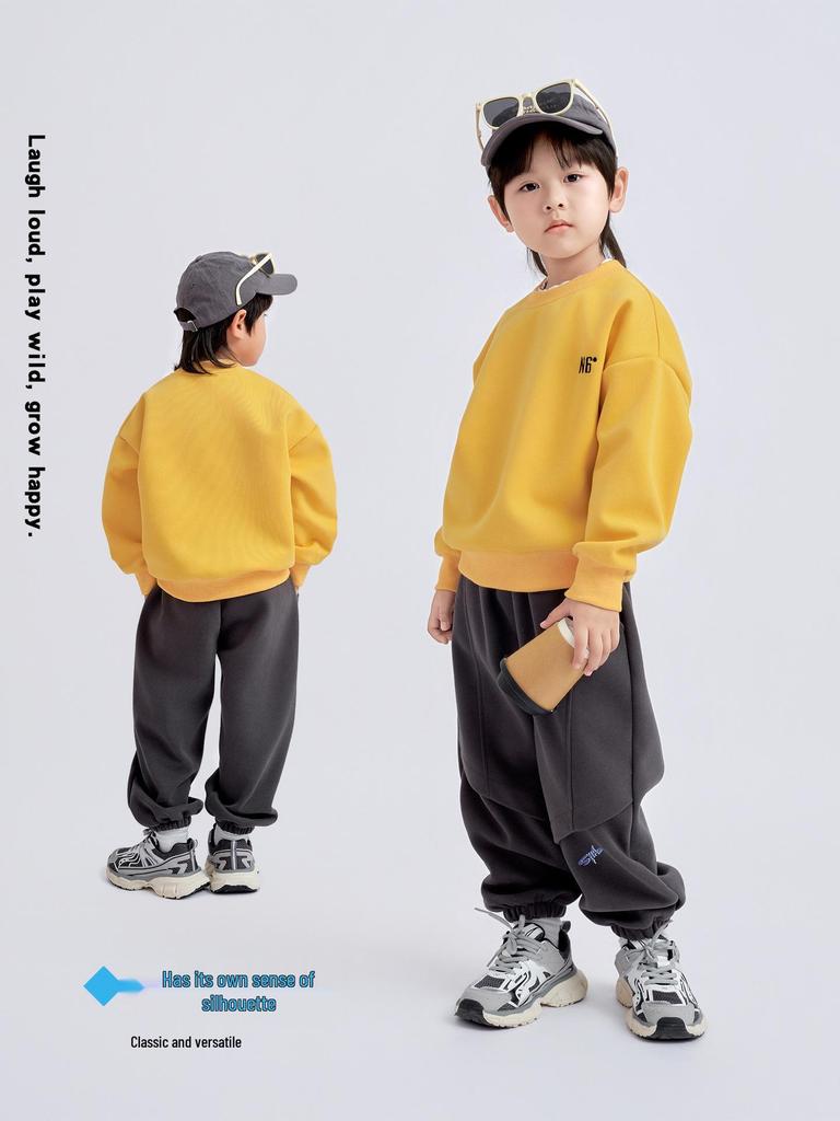 2025 Autumn Stylish Boys' Layered Two-Piece Spliced Sweatshirt T-Shirt, Long Sleeve Casual Top