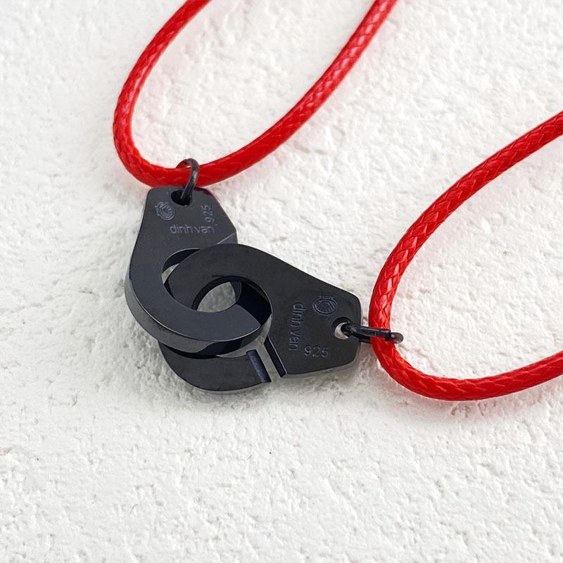 Adjustable Red Wax Rope Bracelet - Non-Fading Handcuff Style for Men and Women