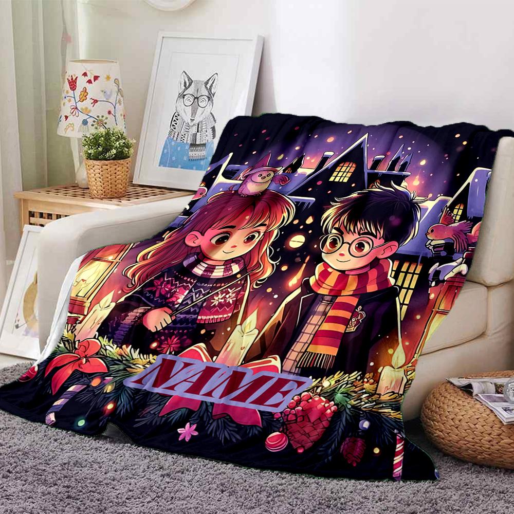 Custom Name "Harry's Magical Adventure" blanket for Couch & Bed, Plush Cozy Fuzzy Blanket Super Soft & Warm Blankets for Fall and Winter. 090864