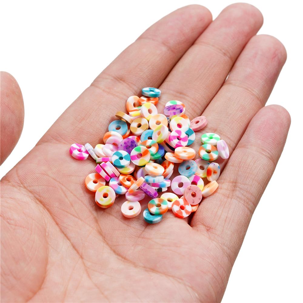350pcs 6mm Flat Round Polymer Clay Beads Loose Spacer Beads for Jewelry Making DIY Needlework Bracelet Necklace Accessories