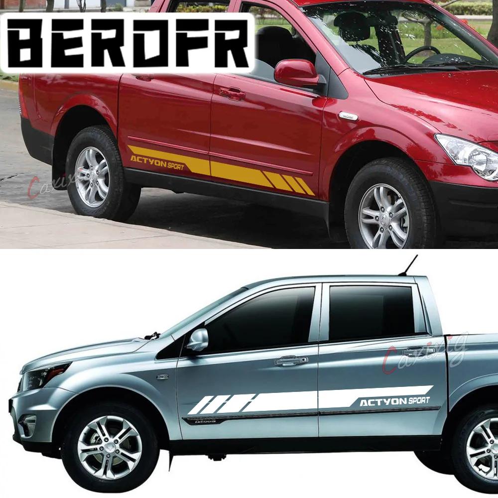 Car Sticker For Ssangyong Actyon Sport AX5 Truck Door Side Stripes Style Decals Vinyl Cover Auto Tuning DIY Accessories