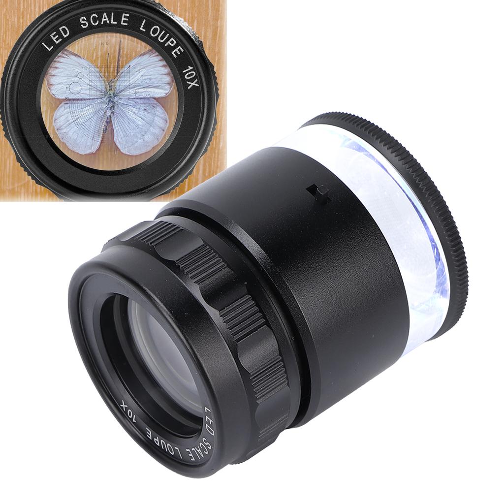 10X Loupe Measuring Magnifier 6LED Illuminated Jewelry Magnifying Glass USB Charging Magnifier