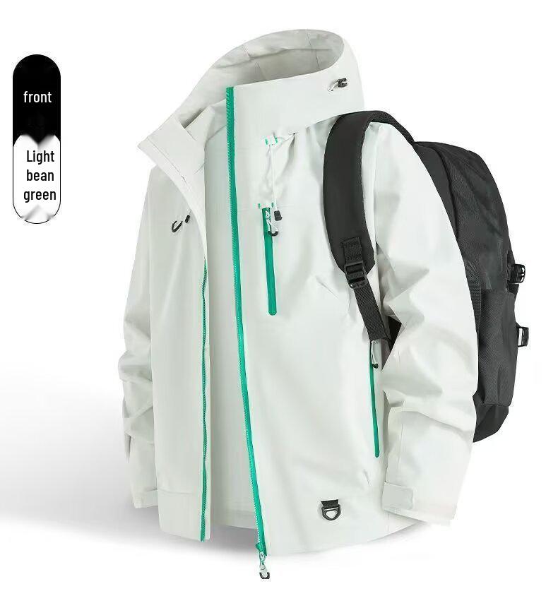American Retro Mountain Windbreaker: Color Block, Multi-Zipper, Hooded, Waterproof Jacket for Hiking and Mountaineering