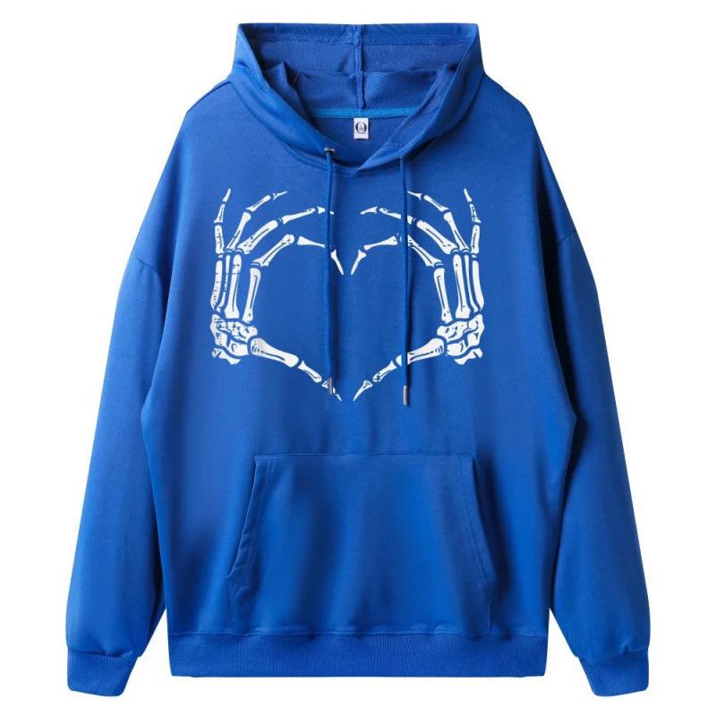 EU Size Retro Heart Skeleton Hands Hoodie