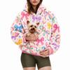 Women's Candy Color Print Hoodie with Pet Pouch for Casual Wear