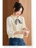 Women's Elegant Autumn Lapel Knitted Sweater, Fake Two-Piece Loose Top