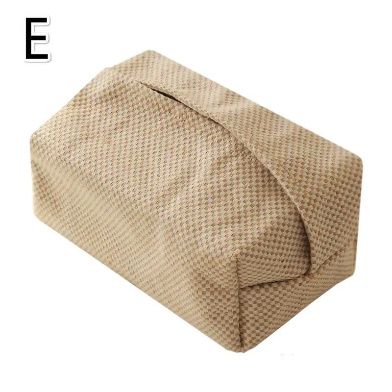 Kreativt hjem Stue Spisebord Tissue Boxes Bomull Lin Cloth Art Tissue Box Enkel Papir Box Oppbevaringspose Hjemmeutstyr