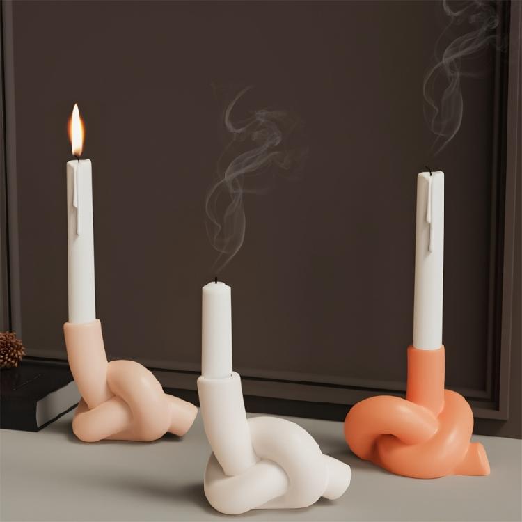 Silicones Candle Holders Molds With Unique Rope Knot Design Tapered Candlestick Making Mould For Handmade Gift And Craft