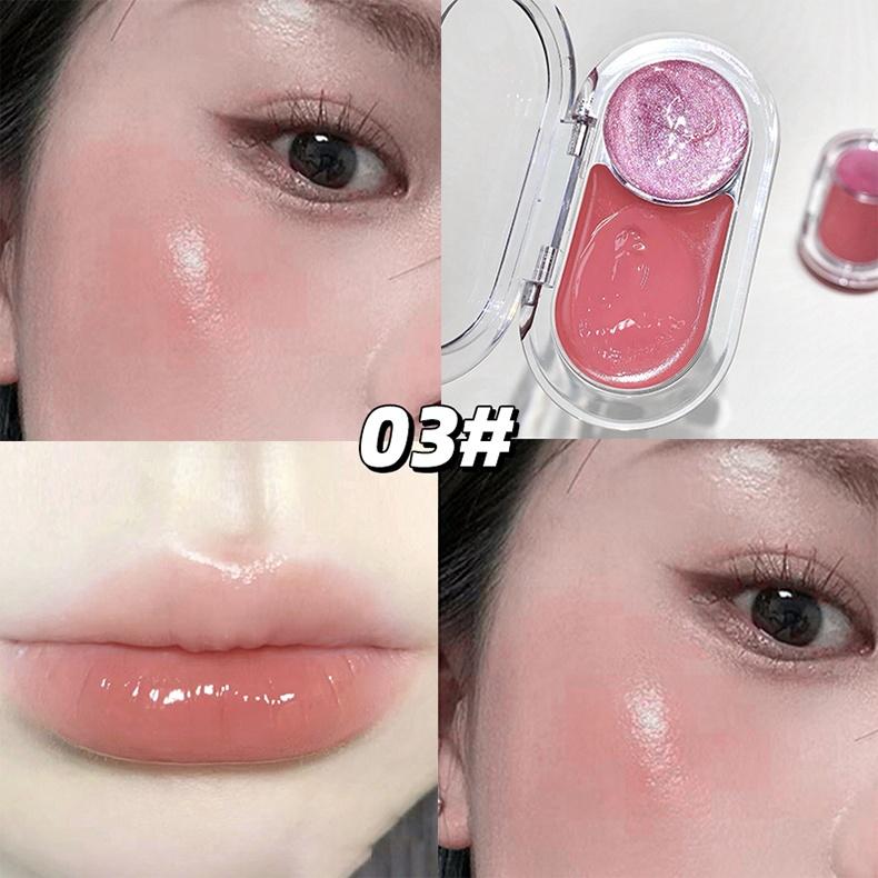 GEGE BEAR Glow-Blush Duo Stick 3.8g Cream-To-Pearl Dewy Flush & Highlighter 2-In-1 Portable Bear Case