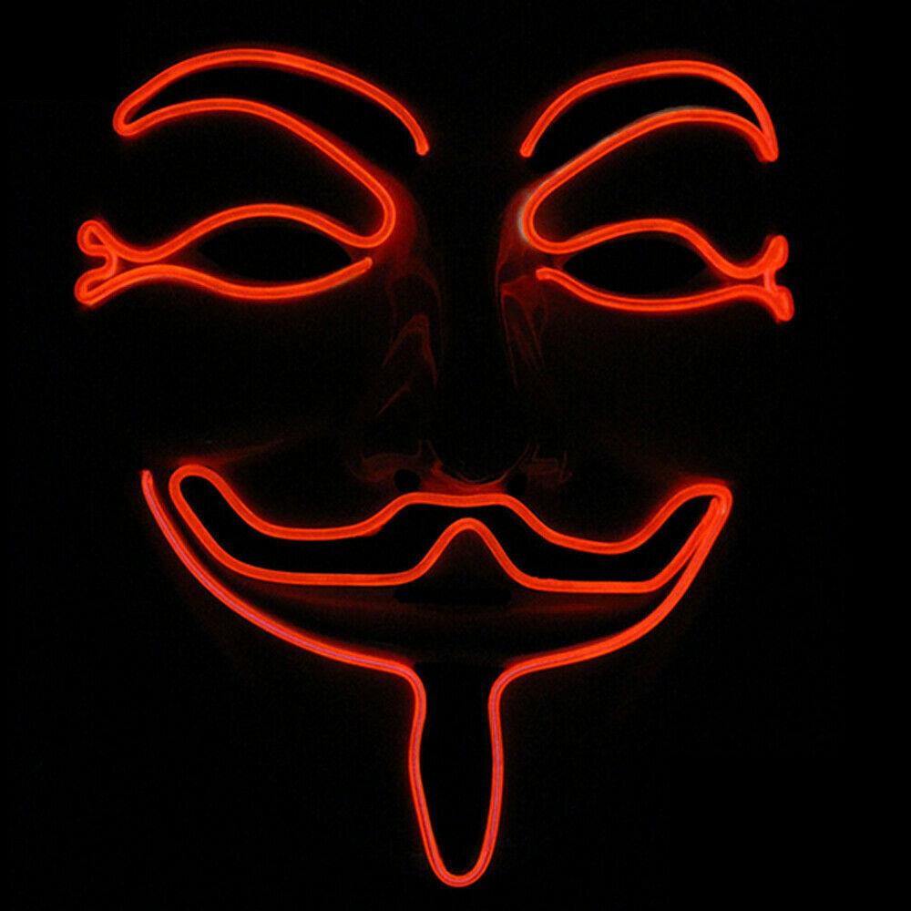Led Light El Up Mask V For Vendetta Anonymous Guy Fawkes Costume Cosplay Props