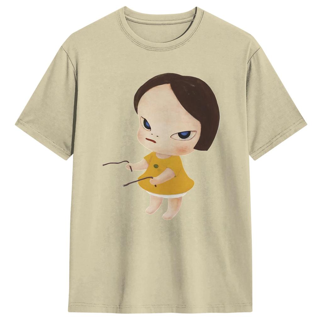 Aesthetic Yoshitomos Nara TShirt Unisexs Round Neck Short Sleeve Tops I Dont Want to Grow up Painting Cotton Summer Tops Shirts