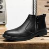 Autumn and Winter New High-Top Leather Shoes for Men, Zippered Leather Boots, Fashionable Versatile Business Casual Shoes, Men's Formal Shoes, Chelsea
