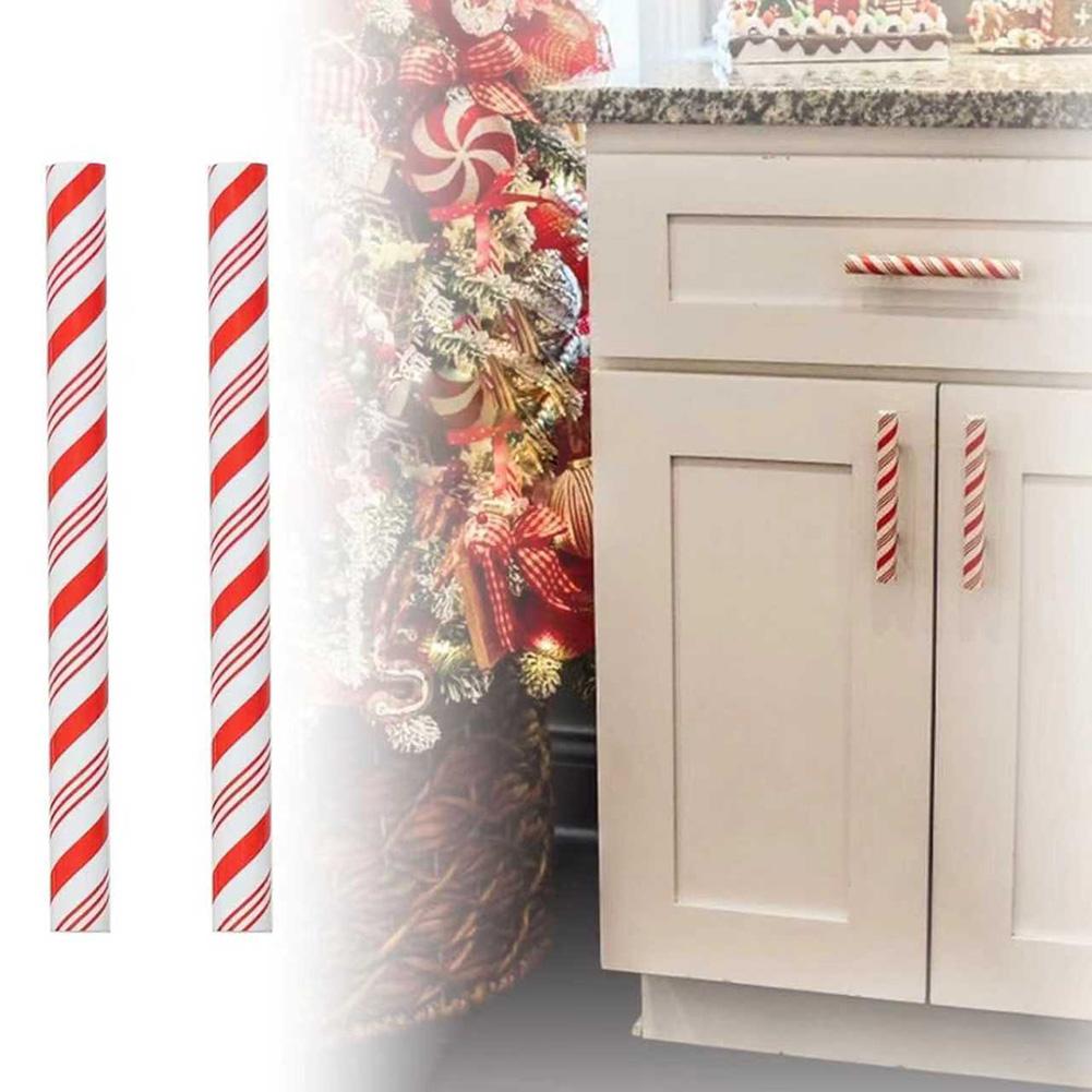2PC Red Peppermint Handlez Decorations with Hanging Handles for Holiday Use in Wreaths Centerpieces Mantel Displays and Crafting