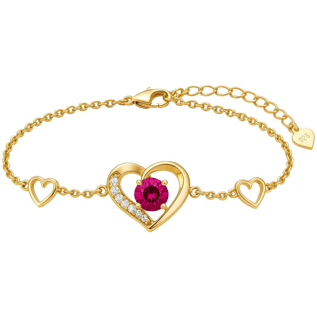 Srebrna bransoletka 925 pozłacana 24k z kryształem fuchsia
