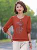 Stylish Rhinestone Long-Sleeve Loose Fit T-Shirt for Moms
