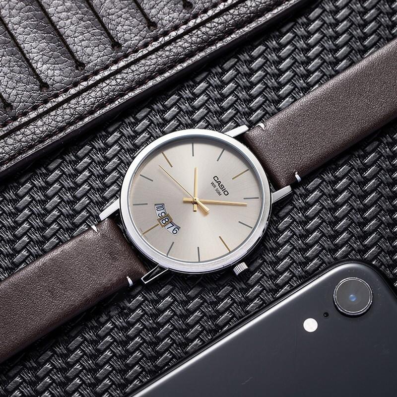 Casio CASIOSTANDARD series simple retro waterproof quartz movement leather strap Japanese and Korean watch men's watch brown dial MTP-B100L-9EVDF