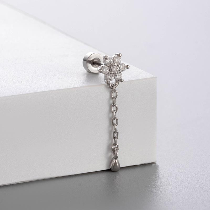 

Серьги-цепочки для хряща Henson из титановой стали в форме сердца и цветка