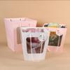Trapezoidal Windowed Tote Bag Doll Bouquet Packaging Gift Paper Bag Flower Potted Plant Paper Bag Transparent Flower Tote Bag